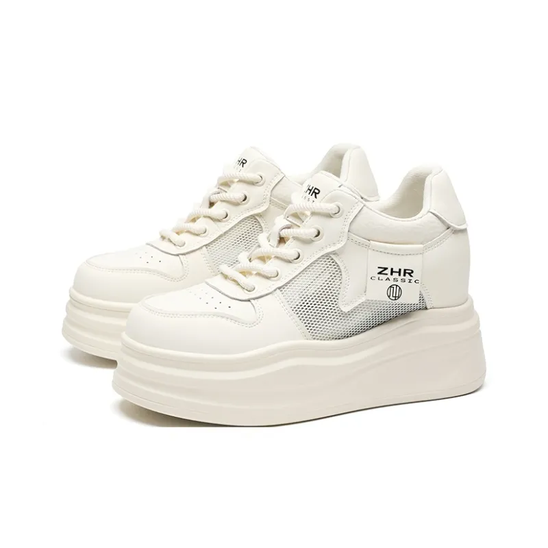 ZHR Platform Mesh White Sneakers Anti Slip Wear Resistant Low Top Skateboard Shoes Women's-2