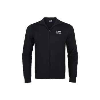 EMPORIO ARMANI EA7 Men Logo Print Stand Collar Casual Jacket Black
