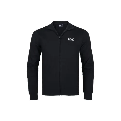 EMPORIO armani toe EA7 Men Logo Print Stand Collar Casual Jacket Black