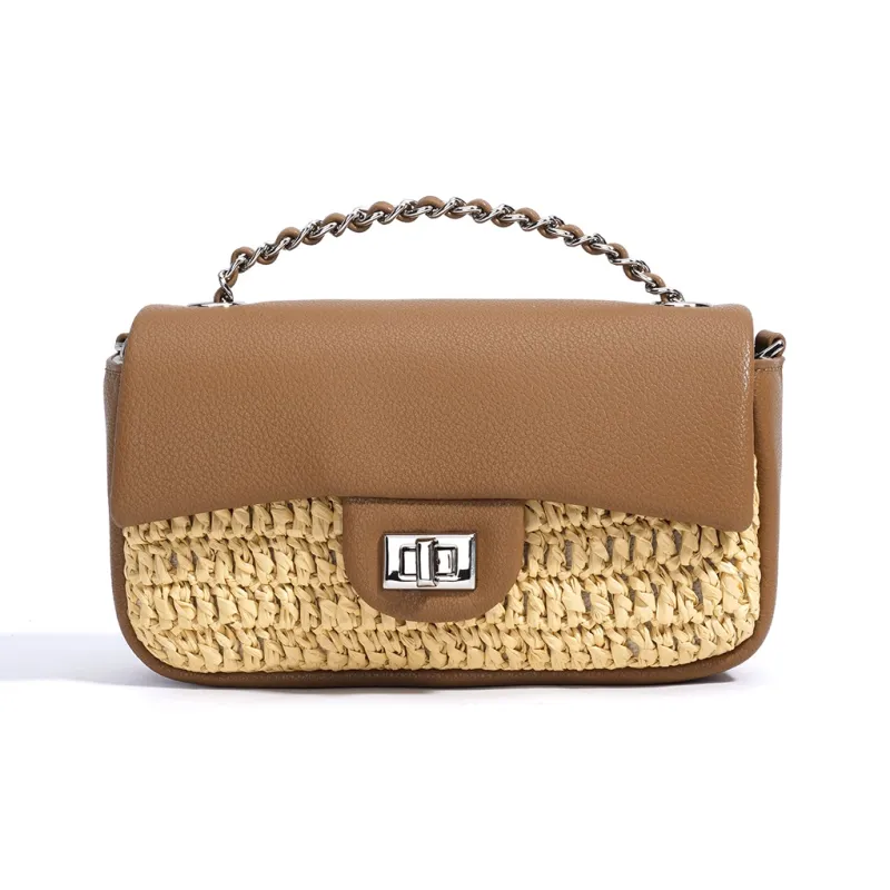 COURONNE PP Grass Composite Cow Leather Crossbody Handbag Women's Multicolor-6