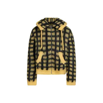 MARNI Check Fuzzy Knit Cardigan