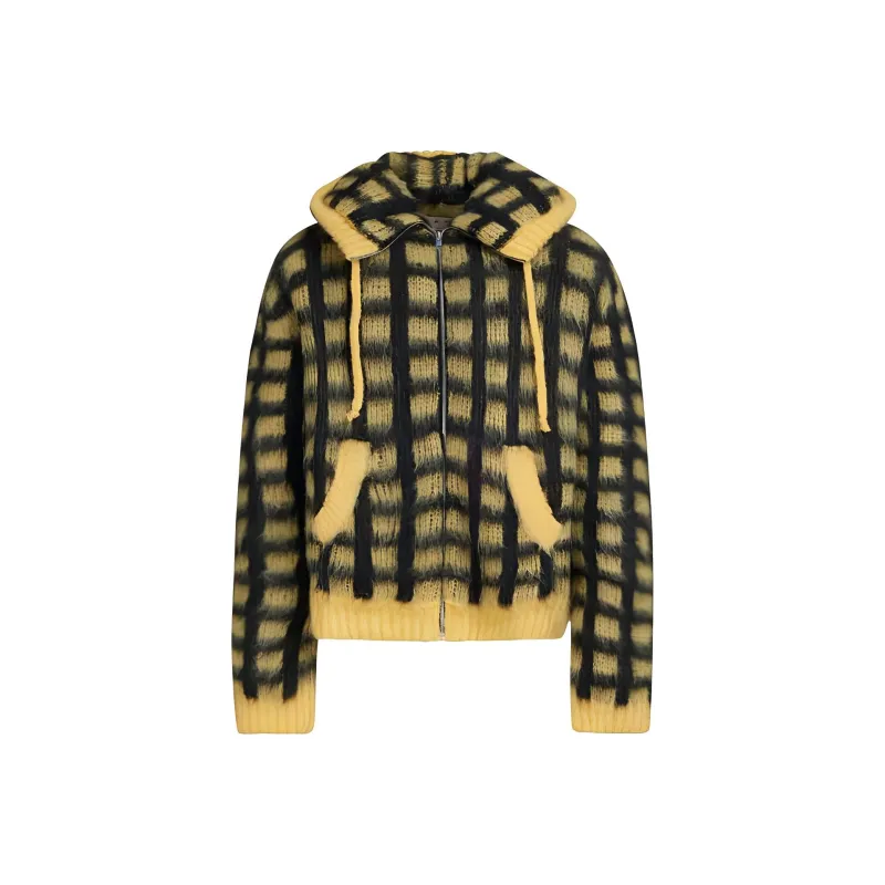 MARNI Check Fuzzy Knit Cardigan-0