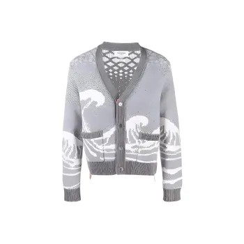 THOM BROWNE Wave print Knit Cardigan