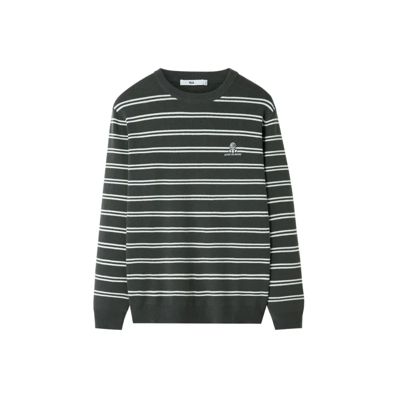 HLA Knitwear Men Dark Gray Stripes J5-0