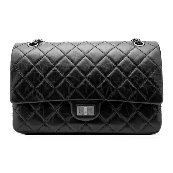 CHANEL 2.55 Calfskin Shoulder Bag, Crossbody Bag Medium Size Women's Black