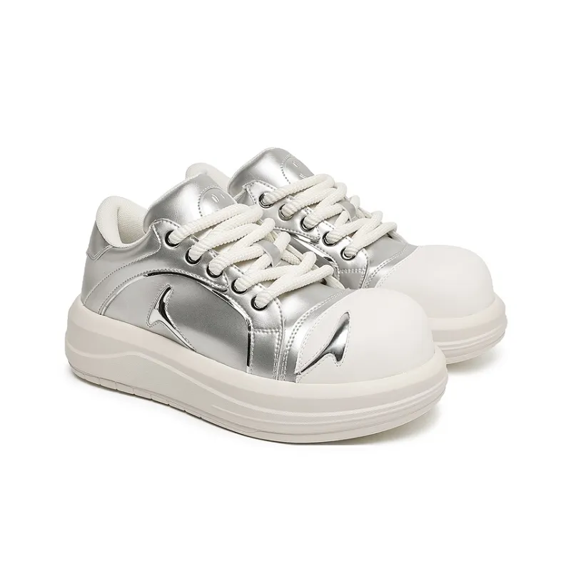 OUBT Shark Fin Design Low Top Skateboard Shoes Unisex Silver-4