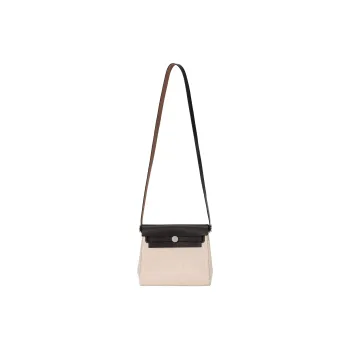 HERMES Canvas With Leather Crossbody Bag Shoulder Bag Mini Women's Ebony