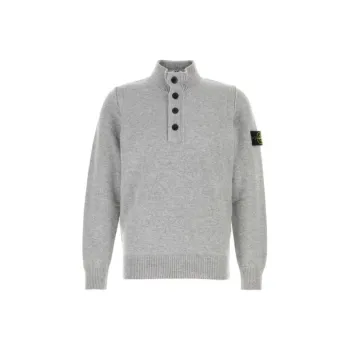STONE ISLAND Buttoned High Neck Jumper