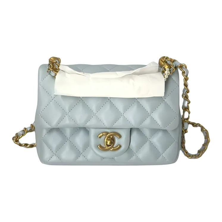 CHANEL Bright Lambskin Crossbody Bag, Shoulder Bag Mini Women's Mint Green-1
