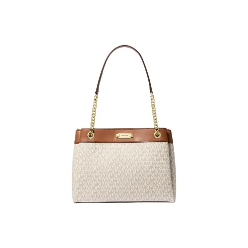 MICHAEL KORS Whitney Canvas Shoulder Bag Medium Size Women's Vanilla & Brown