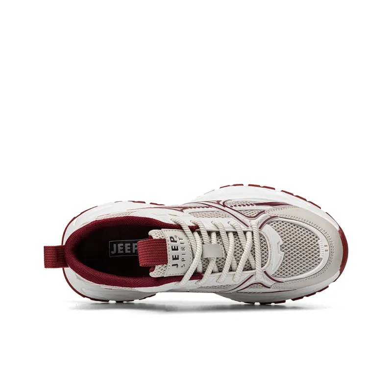 JEEP SPIRIT Anti-Slip Wear-Resistant Breathable Height Increasing Low-Top Chunky Sneakers Men's China Red-12