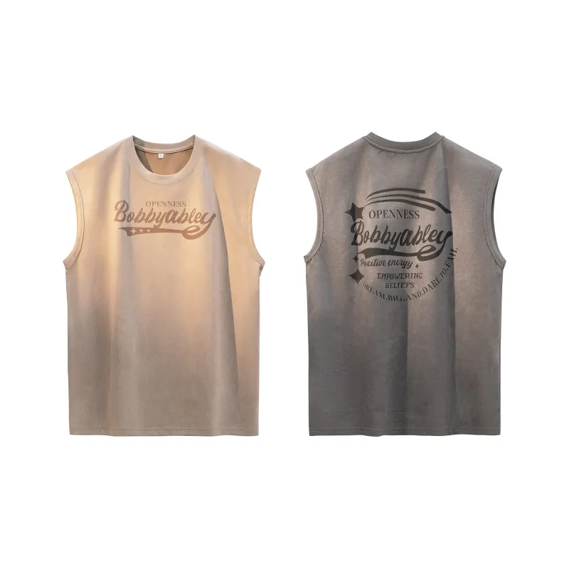 BOBBY ABLEY Versatile Loose Fit Straight Fit Letter Moisture Wicking Sleeveless Tank Top Unisex-22