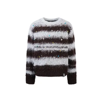 GOODBRAND Sweater Unisex White Brown Alternating