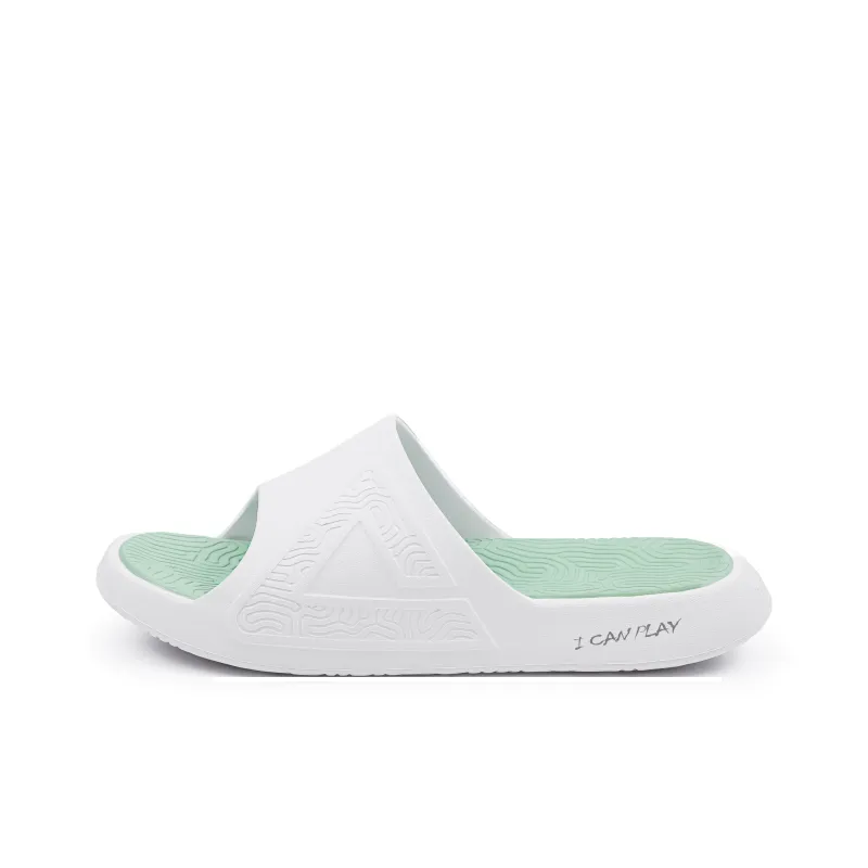 PEAK Tai Ji1.0 Quiet Slip Resistant Cushioning Slide Slippers Men's Tea White-0