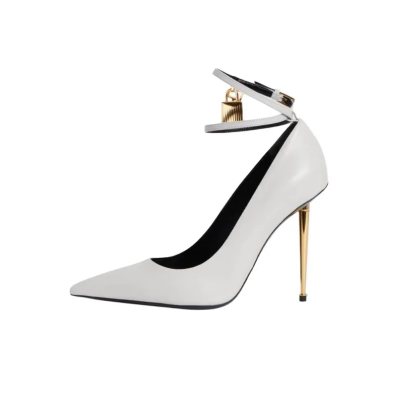 TF Slim Heel High Heels 10.5cm Women's White-0