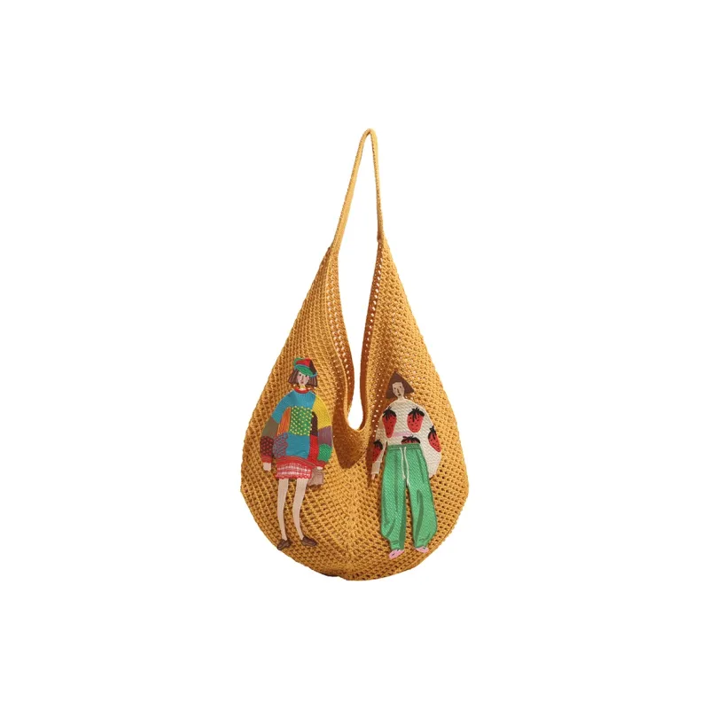 Wenpercy Knitted Fabric Tote Shoulder Bag Regular Women's Multicolor-6