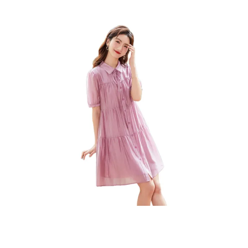Like The Age Of Water Short Sleeved Dress Women's Purple-0