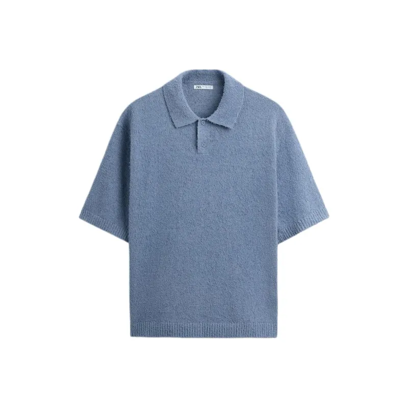 ZARA Polo Shirts Men Sky Blue-0