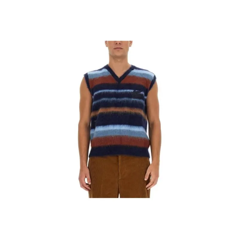 ETRO Striped V Neck Vest-0