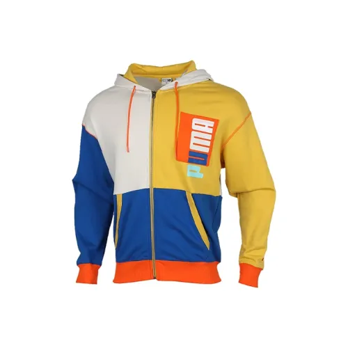 PUMA Jackets Men Gray & Blue Yellow