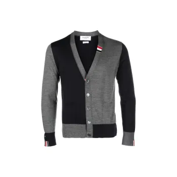 THOM BROWNE Panelled Button Up Cardigan