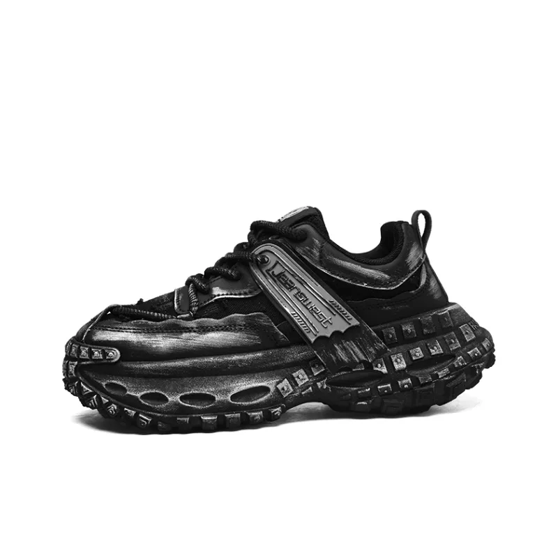JEANSWEST Paris Distressed Wasteland Style Slip Resistant, Abrasion Resistant, Breathable Low Top Chunky Sneakers Men's-2