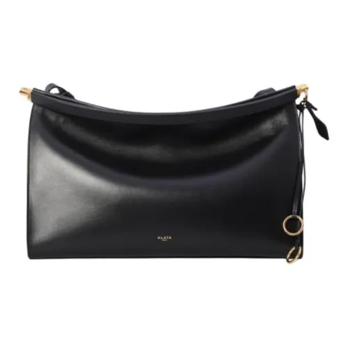 Alaia Calfskin Handbag Large Size Unisex Black
