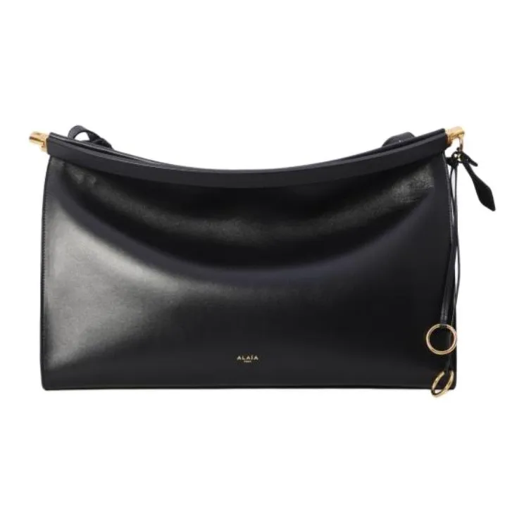 Alaia Calfskin Handbag Large Size Unisex Black-0