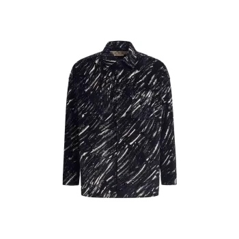 MARNI Crayon Printed Oversized Flocked Denim Shirt