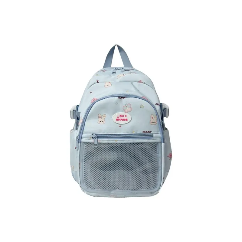 Single Warehouse PVC Polyvinyl Chloride Composite Fabric Backpack Regular Women's White/Blue-4