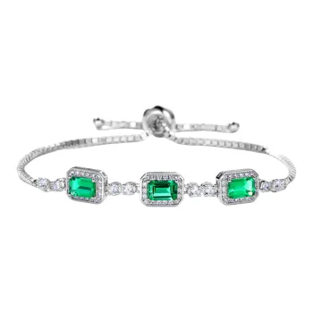 KOYOOME S925 Sterling Silver Cultured Emerald Bracelets Unisex