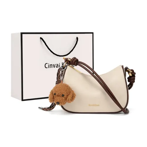 CinvaiKrose Cow Leather With Synthetic Leather Shoulder Bag, Crossbody Bag, Crescent Bag Small Size Women's Multicolor