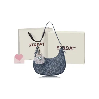 ST&SAT Fabric Crescent Bag, Underarm Shoulder Bag Regular Women's Blue
