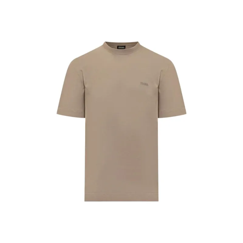 Ermenegildo Zegna Logo Embroidered Crewneck T Shirt-0