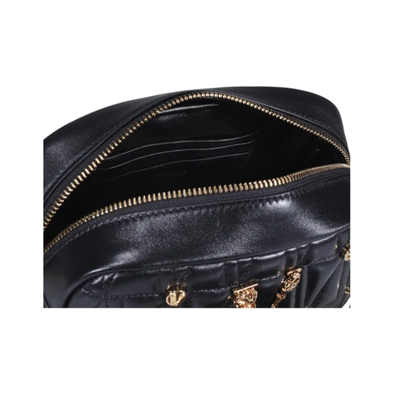 FANSIZHE VERSACE Lambskin Shoulder Bag, Crossbody Bag Women's Black-4