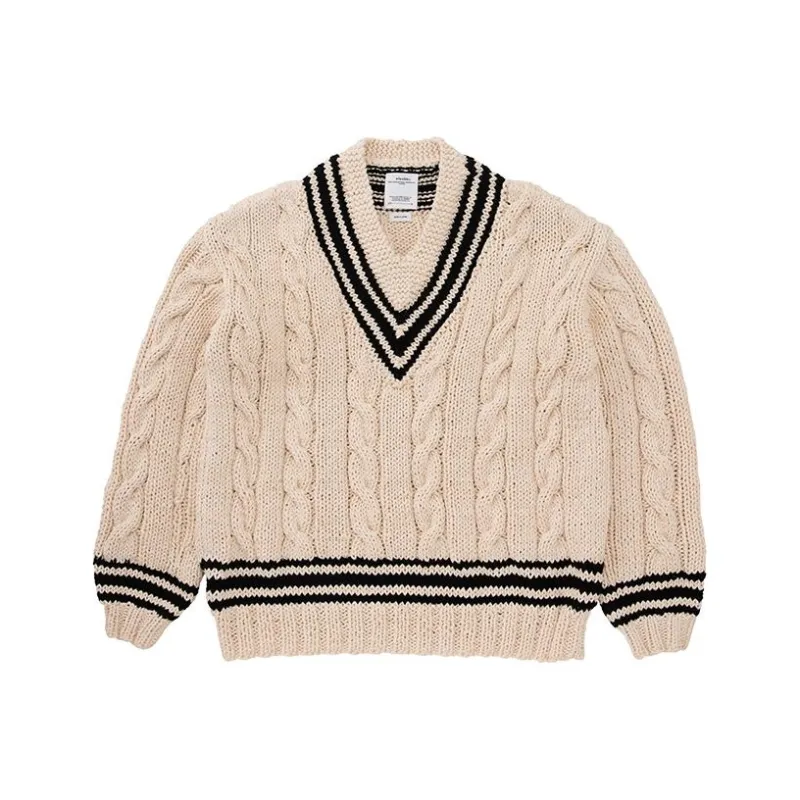 Visvim Cable Knit V Neck Jumper-0