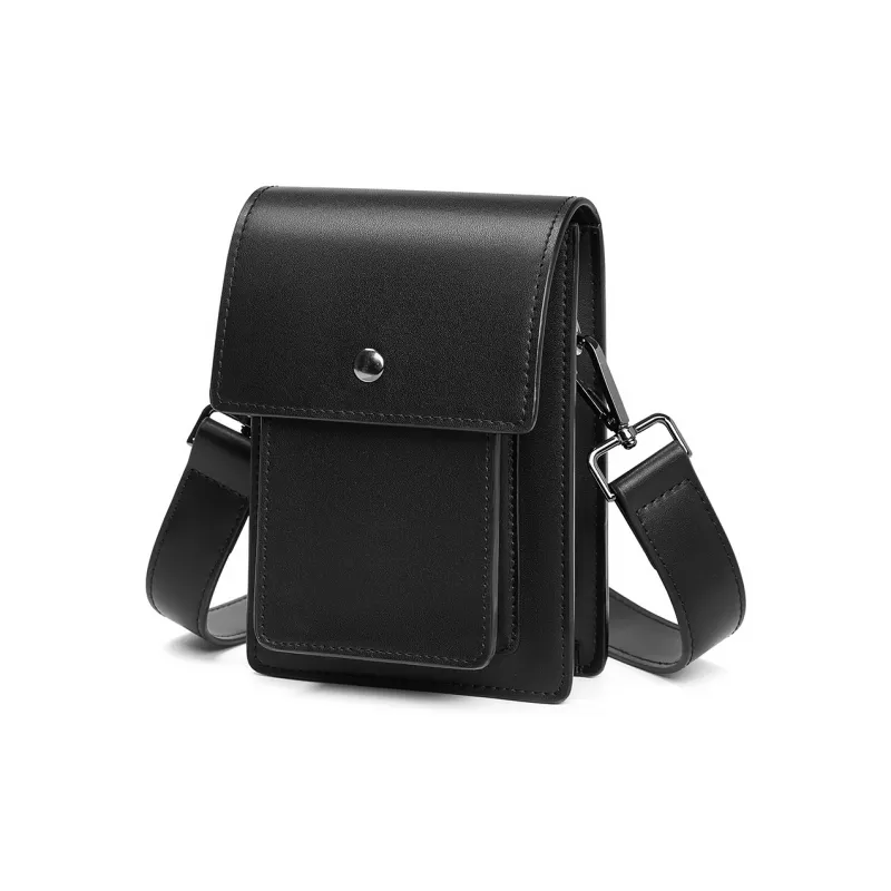 Yawei Kuroda PU With Artificial Leather Crossbody Cell Phone Pouch Unisex Black-2