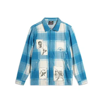 LiNing Basketball Collection Shirt Men's Sandstone Gray Water Shadow Blue Feather Crown Basket Plaid