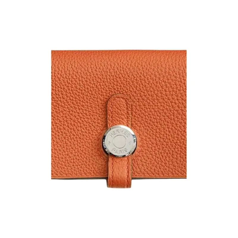 HERMES Dogon Togo Calfskin Card Holder Women's 93 Orange Hermes Orange/Orange-2