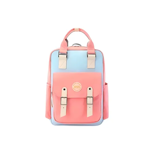 TINYAT Nylon Backpack Large Size Women's Pink/Soft Blue