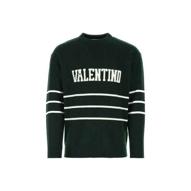 Valentino Logo Intarsia Long-Sleeved Jumper-0