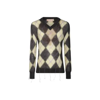 MARNI Argyle V neck Sweater
