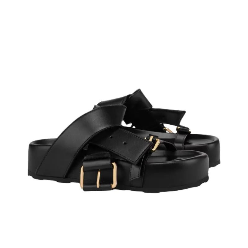 MOSCHINO Slide Slippers 4cm Women's Black-1