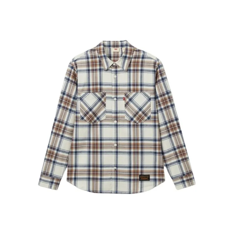 Levi's Shirt Men's Blue Brown Plaid-0