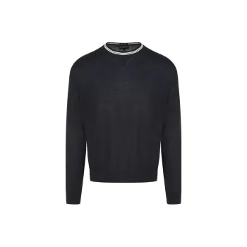 EMPORIO ARMANI Logo-Intarsia Knitted Crewneck Jumper