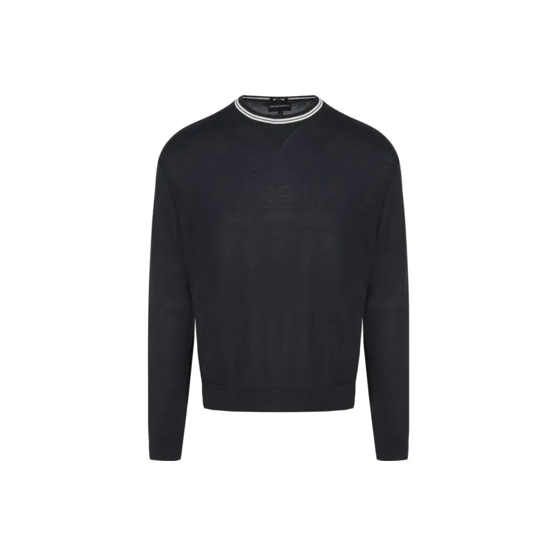 EMPORIO ARMANI Logo-Intarsia Knitted Crewneck Jumper-0
