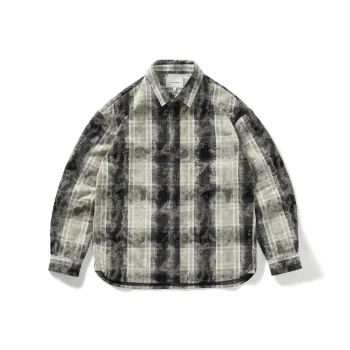 714STREET Shirt Unisex Beige & Black Plaid