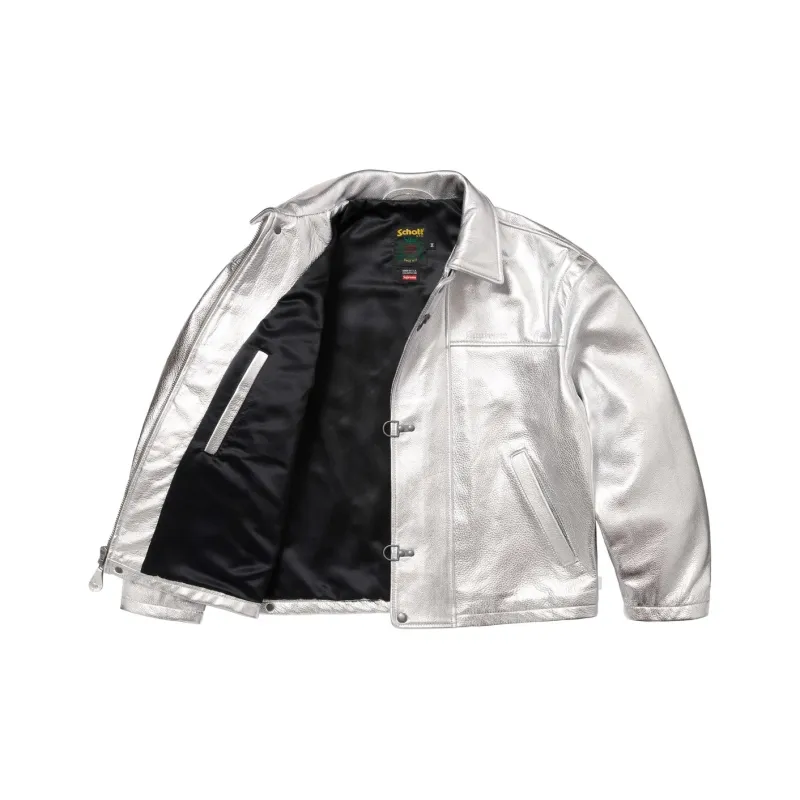 Supreme Schott Leather Clip Jacket-5