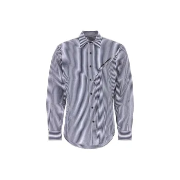 Y/Project Logo Embroidered Striped Poplin Shirt