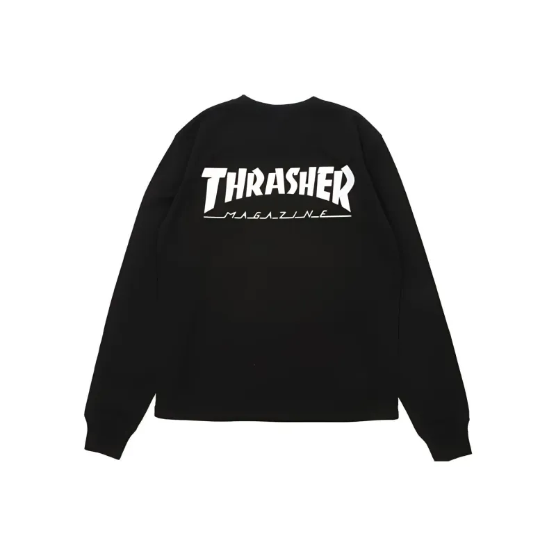 Thrasher Straight Long-Sleeved T-Shirt Japan Version Unisex Black-1